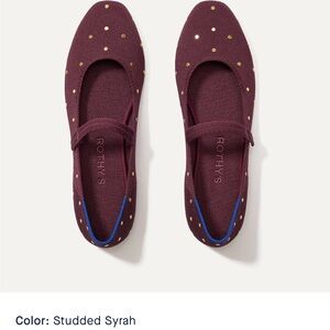 Rothy's Syrah Flats with Gold Studs